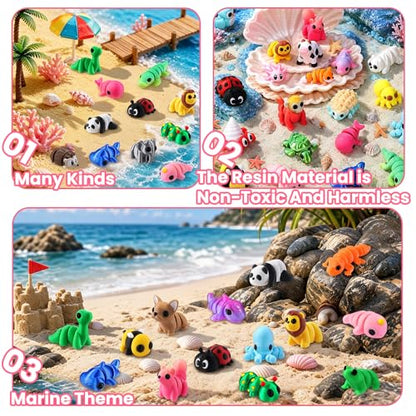 JOICEE 50Pcs 3D Printed Animals Articulated Flexible 3D Printed Fidget Toys - color: Pink