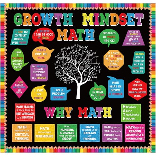 Pajean 68 Pcs Growth Mindset Math Bulletin Board Set Classroom Decorations - style: Growth Mindset