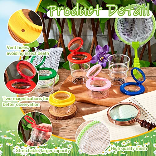 Jexine 50 Pcs Bug Catcher with Magnifying Lens, Insect Viewer for Kids
