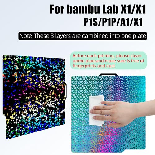 Build Plate 257x257mm - GOMENL Build Plate for Bambu Lab A1 P1P P1S P2S X1 X1C X1E 3D Printer, 3D Printer Spring Steel Removable Platform (Star + Kaleidoscope) - color: Star + Kaleidoscope