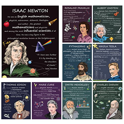 KALEFO 9PCS Science Posters Scientists Inspirational Quote Wall