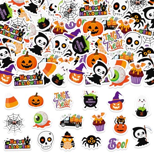 300Pcs Halloween Foam Stickers, Self-Adhesive Ghost Pumpkin Spider Stickers Halloween Decals Sticker Decorations for Home Office School Classroom DIY Art Craft Party Supplies - style: Halloween