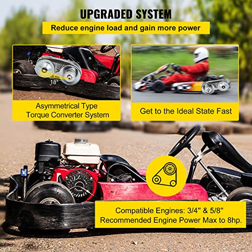 VEVOR Torque Converter, 30 Series 212 Predator Torque Converter kit Go Kart, Mini Bike Comet Clutch Set, 3/4 Inch 10T #40 or 41 Chain Predator Driver Pulley Replacement Comet TAV2