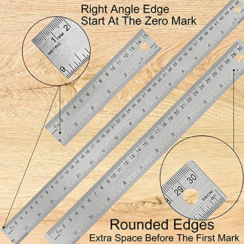 Metal Ruler 12 Inch, Non-Slip Cork Backing, Ink Bleed-Resistant Edge, 2 Pcs - style: 12" 2 PCS