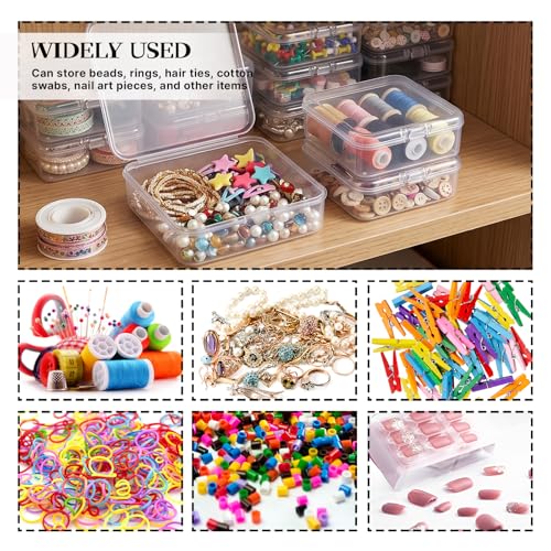 Plastic Bead Storage Containers Box Transparent Boxes with Hinged Lid Clear Bead Organizer Box for Small Items DIY Craft Jewelry Hardware Business Cards Game Pieces (20 Pcs /2.8 x 2.8 x 1 Inch)