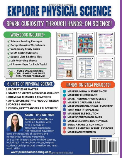 Physical Science Workbook for Grades 4–8: Hands-On STEM Labs & Experiments | Complete Unit with Reading Passages, Worksheets, Engineering Challenges & NGSS-Aligned Activities
