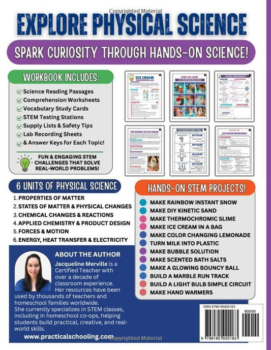 Physical Science Workbook for Grades 4–8: Hands-On STEM Labs & Experiments | Complete Unit with Reading Passages, Worksheets, Engineering Challenges & NGSS-Aligned Activities