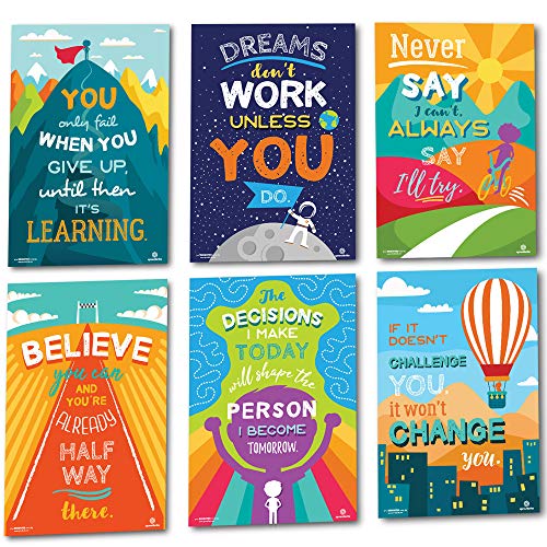 Sproutbrite 6 Pack 12” x 16” Educational Motivational Posters & Charts - color: Inspirational Posters