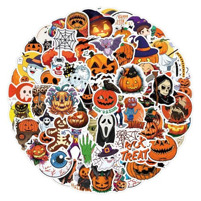 110 PCS Halloween Stickers, Vinyl Waterproof Cute Cartoon Halloween Stickers, Halloween Crafts Games Gifts Treats Party Supplies Goodie Bags Stickers for Teens Students Adults - color: Halloween