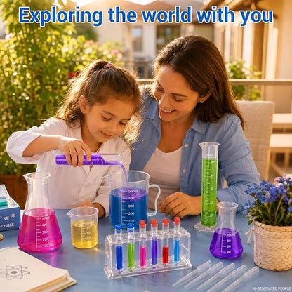 moveland 28PCS Plastic Test Tubes and Beaker Set for Classroom and Lab Use