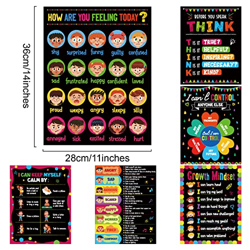 gisgfim Feelings Posters, 6 Pieces Wall Art for Classroom, Coping Strategies for Kids, Behavior Management Posters, Emotions Chart, Calm Down Corner Decorations