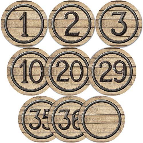40 Pcs Circle Wood Grain Numbers Cutouts for Classroom Bulletin Board
