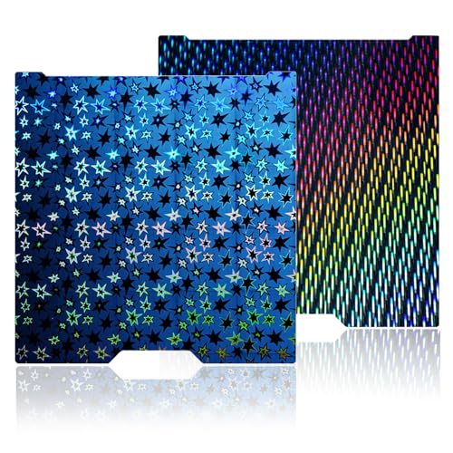 JUUPINE H2D/H2S Build Plate 355x346mm Double Sided North Star+Meteor Shower Build Plate Flexible Removable Spring Steel Heated Printing Bed Platform for Bambu Lab H2D/H2D Laser/H2S 3D Printer - color: North Star+Meteor Shower