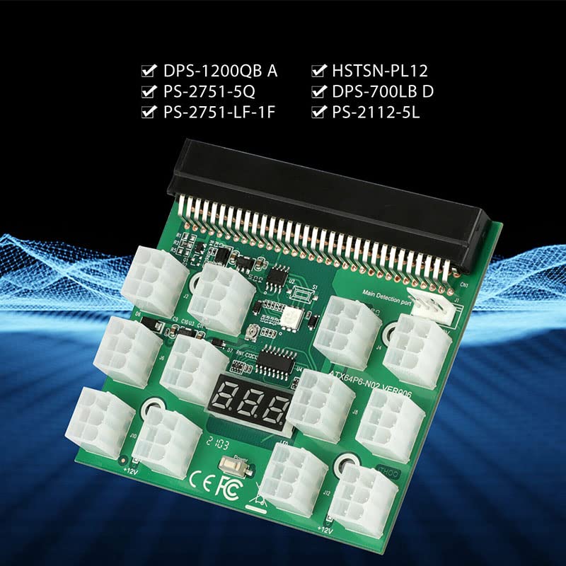 Acxico 1Pcs 6PIN 1200W Server Power Supply Breakout Board for HP DPS-1200QB A PSU GPU Mining