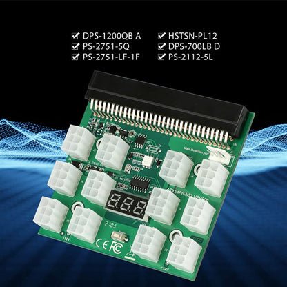 Acxico 1Pcs 6PIN 1200W Server Power Supply Breakout Board for HP DPS-1200QB A PSU GPU Mining