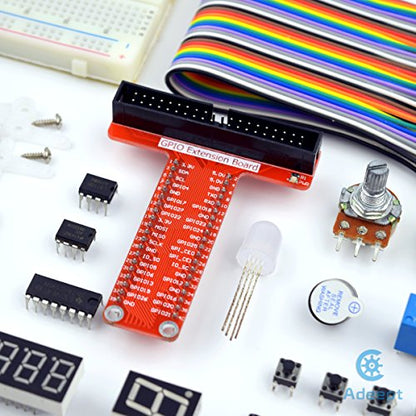 Adeept Ultrasonic Distance Sensor Starter kit for Raspberry Pi 4 3 RPi 2 Model B+ B, LCD1602, Motor, 160 Items, and Python Code, Learn Electronics Programming for Beginners with Detailed Tutorials