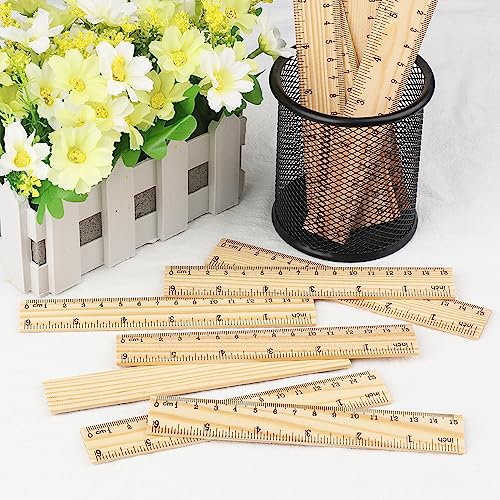 288 Packs Wooden Rulers, 6 Inch Double Sided Wood School Ruler for Home, Student, Office Use, 2 Scale,by, GNIEMCKIN. - size: 288 Packs 6 Inch