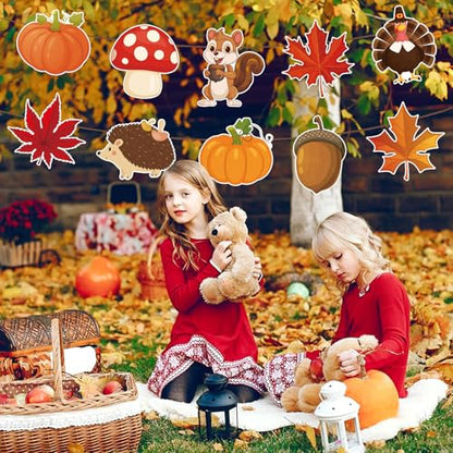 48Pcs Fall Thanksgiving Cutouts, Cute Autumn Squirrel Turkey Pumpkin Cut-Outs Fall Paper Cutouts for Thanksgiving Autumn Harvest Party Home Office Classroom Bulletin Board Chalkboard Wall Decor - style: Fall Thanksgiving