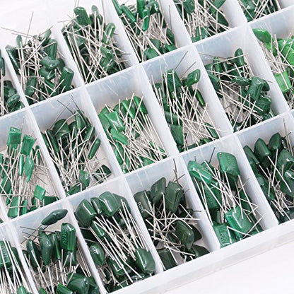 Glarks 24 Value 700PCS 0.22NF- 470NF Polyester Film Capacitor Assortment Kit