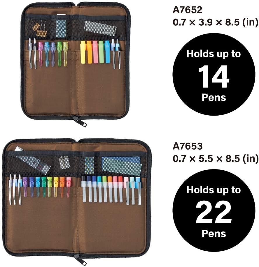 LIHITLAB LAB Slim Pen/Pencil Pouch, 0.7 × 3.9 × 8.5 Inches, Indigo (A7652-11) - color: Indigo, size: 0.7 × 3.9 × 8.5 Inches