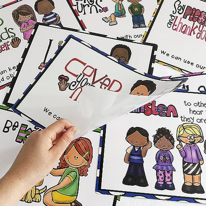Lachilly 9 Sheets Classroom Rules Posters, Classroom Wall Decoration, Class Organization Charts, Bulletin Board Set, Classroom Decoration for Kindergarten Preschool Primary Middle High School - style: Classroom Rule 9P