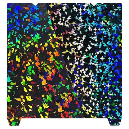 IdeaFormer-3D Rainbow Confetti PEF+Galaxy PEY Build Plate for Creality K1 Max/Ender 3 V3 Plus, Flexible Smooth PEF PEY Bed Plate K1 Max Holographic Plate Without Magnetic Plate 310x315mm - color: Confetti PEF+Galaxy PEY