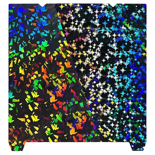 IdeaFormer-3D Rainbow Confetti PEF+Galaxy PEY Build Plate for Creality K1 Max/Ender 3 V3 Plus, Flexible Smooth PEF PEY Bed Plate K1 Max Holographic Plate Without Magnetic Plate 310x315mm - color: Confetti PEF+Galaxy PEY