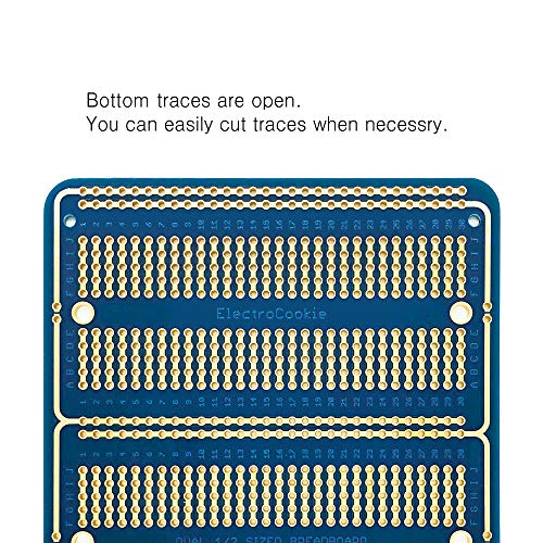 ElectroCookie Large PCB Prototype Board Kit Solderable Breadboards for Electronics Projects Compatible for DIY Arduino Soldering Projects, Gold-Plated (6 Multi-Pack, Blue)