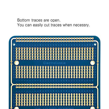 ElectroCookie Large PCB Prototype Board Kit Solderable Breadboards for Electronics Projects Compatible for DIY Arduino Soldering Projects, Gold-Plated (6 Multi-Pack, Blue)