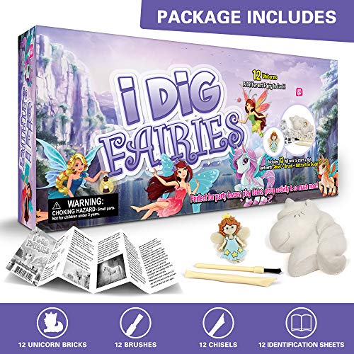 Gamerside Fairy Unicorn Digging Toys for Kids - Premium Excavation Kit,Magical Treasure Hunt Kit with 12 Set, Fairy Unicorn Toys for Girls Party Birthday Gift - color: Fairy Unicorn