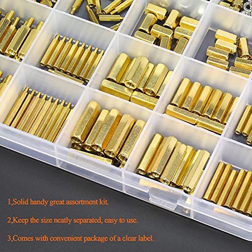 HELIFOUNER 420 Pieces M2 M3 M4 Male Female Hex Brass Spacers Standoffs Screws Nuts Assortment Kit with a Tweezers - size: M2 M3 M4 Brass Standoff Kit