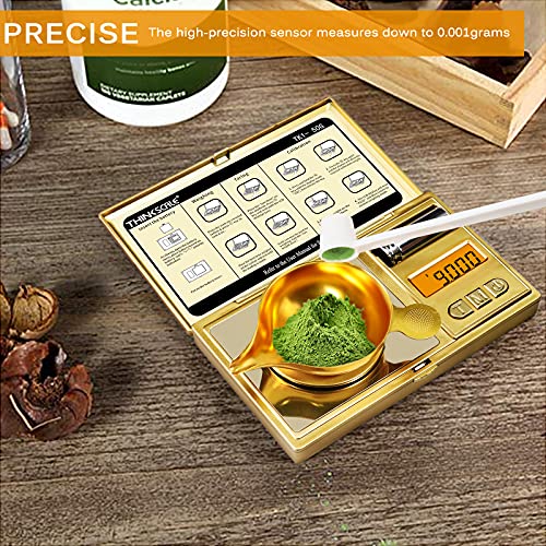 THINKSCALE Milligram Scale 50g x 0.001g, Powder Scale for Reloading Gold - color: Gold