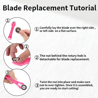 Rotary Cutter for Fabric, 45mm and 28mm Cutters Kit with Extra 10 Blades - color: Pink