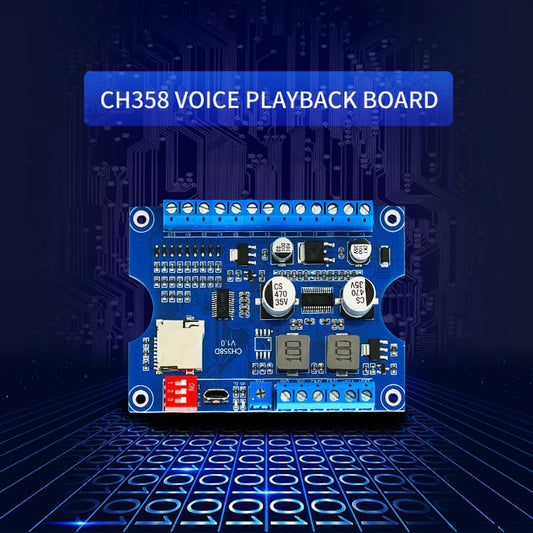 Voice Playback Module with 1GB Card,80W Low Lever Trigger DC 9-24V CH358D Chip Support USB Download, MP3 Hardware Decoding,10-Way Button One-to-One,8 Combined Voice Board for Industry Broadcast. - size: JR-CH358D-TF-Voice Playback Board