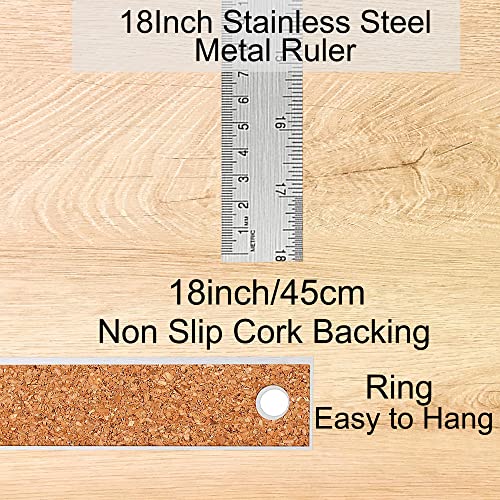 Metal Ruler 18 Inch, Non-Slip Cork Backing, Ink Bleed-Resistant Edge, 1 Pcs - style: 18"Single