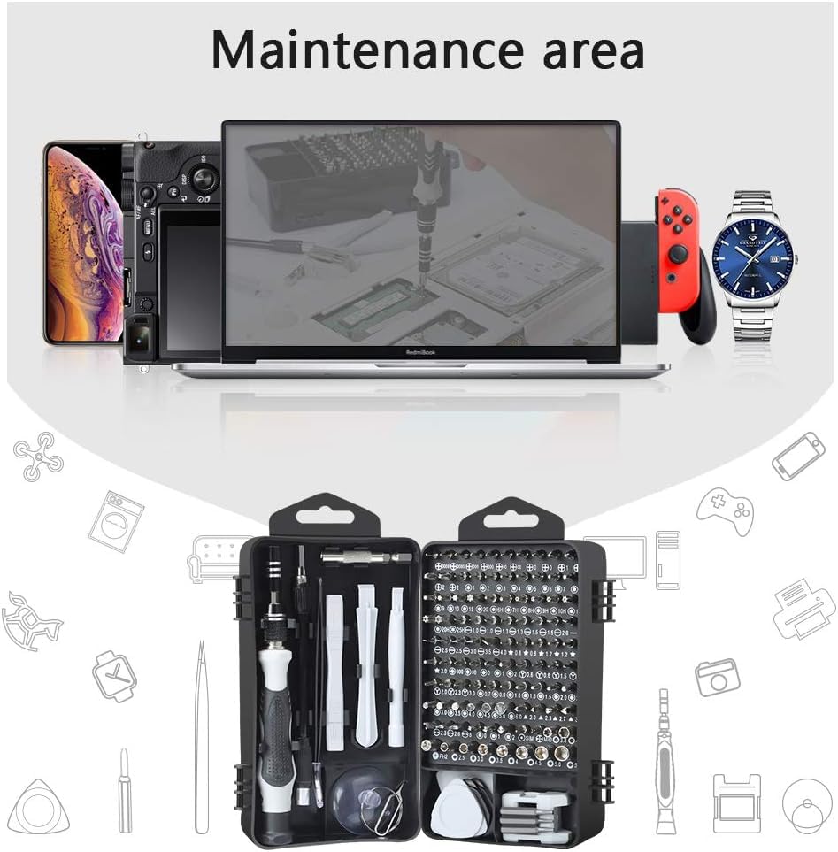 LIFEGOO Precision Screwdriver Set 138 in 1 Small Magnetic Screwdriver Set with Case, Electronic Repair Tool Kit for Computer, Laptop, iPhone, Cellphone Macbook, PC, PS5, Watch Camera Electronic - color: Black, size: 138 in 1