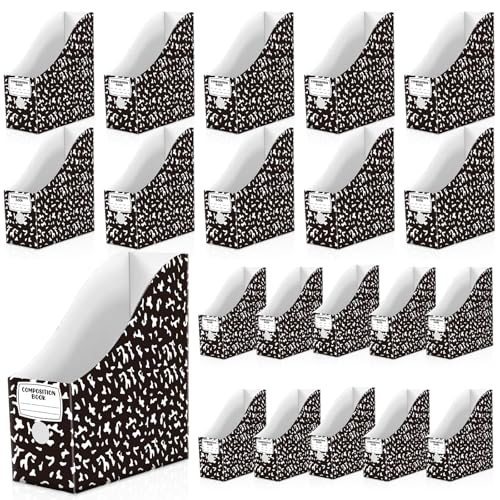 20 Pack Composition Book Bins for Classroom Cardboard Magazine File Holders - style: Composition