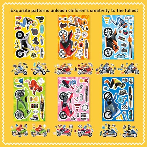 24 Sheets Motorcycle Stickers, Make a Motocross Face Sticker - style: Motorcycle