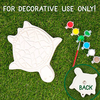 Creative Roots Mosaic Turtle DIY Stepping Stone Kit, Includes Ceramic Stone & 6 Vibrant Paints for Kids Ages 8+ - style: Turtle