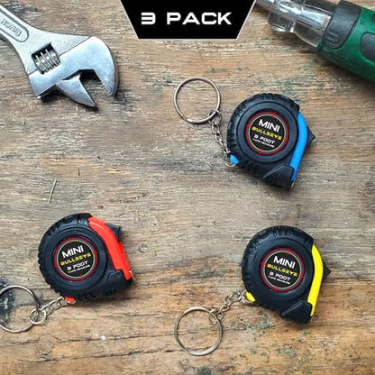Mini Tape Measure 3 Pack - Small, Pocket Size 3 Foot Tape Measure with Keychain - Inches & Centimeters - 1 m Kids Measuring Tape Retractable - Colors May Vary - Daily Living Products