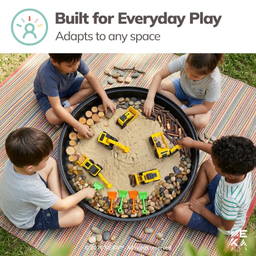 MEKA Deep Tuff Tray 27.8” Round Sensory Play Base, Heavy Duty Plastic Deep Spot Messy Activity Mud Water Sand Tray, Outdoor Indoor Open-Ended Learning Toy Black - color: Black