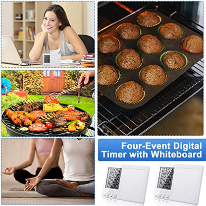Fabbay 2 Pcs Digital Kitchen Timer Four Event with Whiteboard, Magnetic
