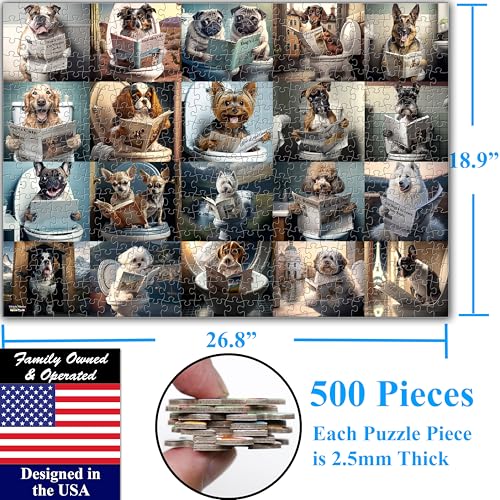 Think2Master Pooping Dogs & Puppies 500 Pieces Very Large Pieces Jigsaw. for Adults & Seniors 13+ Size: 26.8” x 18.9” - style: Pooping Dogs