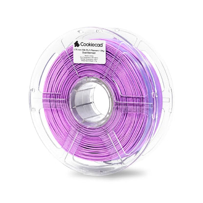 Cookiecad Silk PLA Filament Dual Color, Mermaid, 1.75mm 2kg for 3D Printer - color: Mermaid Dual Silk (2-pack)