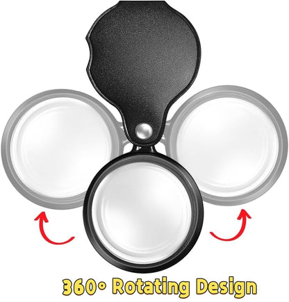 2PCS 15X Pocket Magnifying Glass Loupe with Leather Holster - color: Beige