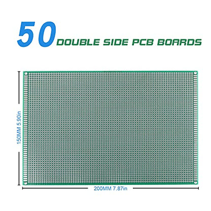 Double Sided PCB Board,D DZRCOXI Large PCB Circuit Board Protoboard 50Pcs 15X20CM for DIY Soldering Electronic Projects Compatible with Arduino Kits (15X20CM-50Pcs) - style: 15X20CM-50Pcs