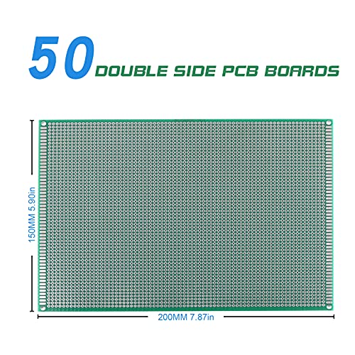 Double Sided PCB Board,D DZRCOXI Large PCB Circuit Board Protoboard 50Pcs 15X20CM for DIY Soldering Electronic Projects Compatible with Arduino Kits (15X20CM-50Pcs) - style: 15X20CM-50Pcs