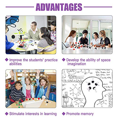 Swpeet 125 Pcs Molecular Model Kit for Inorganic & Organic Molecular Model Teacher and 16 Years and Over Student Kit - 54 Atoms & 70 Links & 1 Short Link Remover Tool - Science Toys - style: 125 Pieces Molecular Model Kit