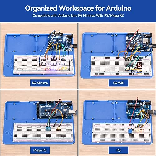 SunFounder RAB Holder for Raspberry Pi Breadboard Holder 5 in 1 Base Plate Compatible with Arduino Uno R4 Minima/WiFi/Uno R3/Mega R3, Raspberry Pi 5 4B 3B+ 3B 2 Model B and 400 800 Points Breadboard - color: RAB for Uno R4 & Pi4
