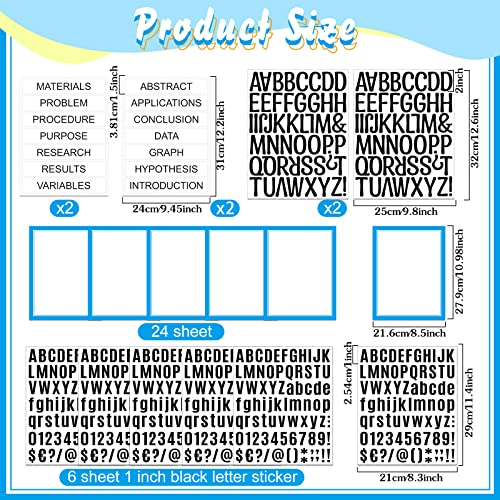 PerKoop 36 Sheets Science Fair Board Poster Boards Supplies 24 Self Adhesive Presentation Subtitles 4 Science Fair Project Titles 8 Personalized Letter Sticker for Classroom(Blue) - color: Blue